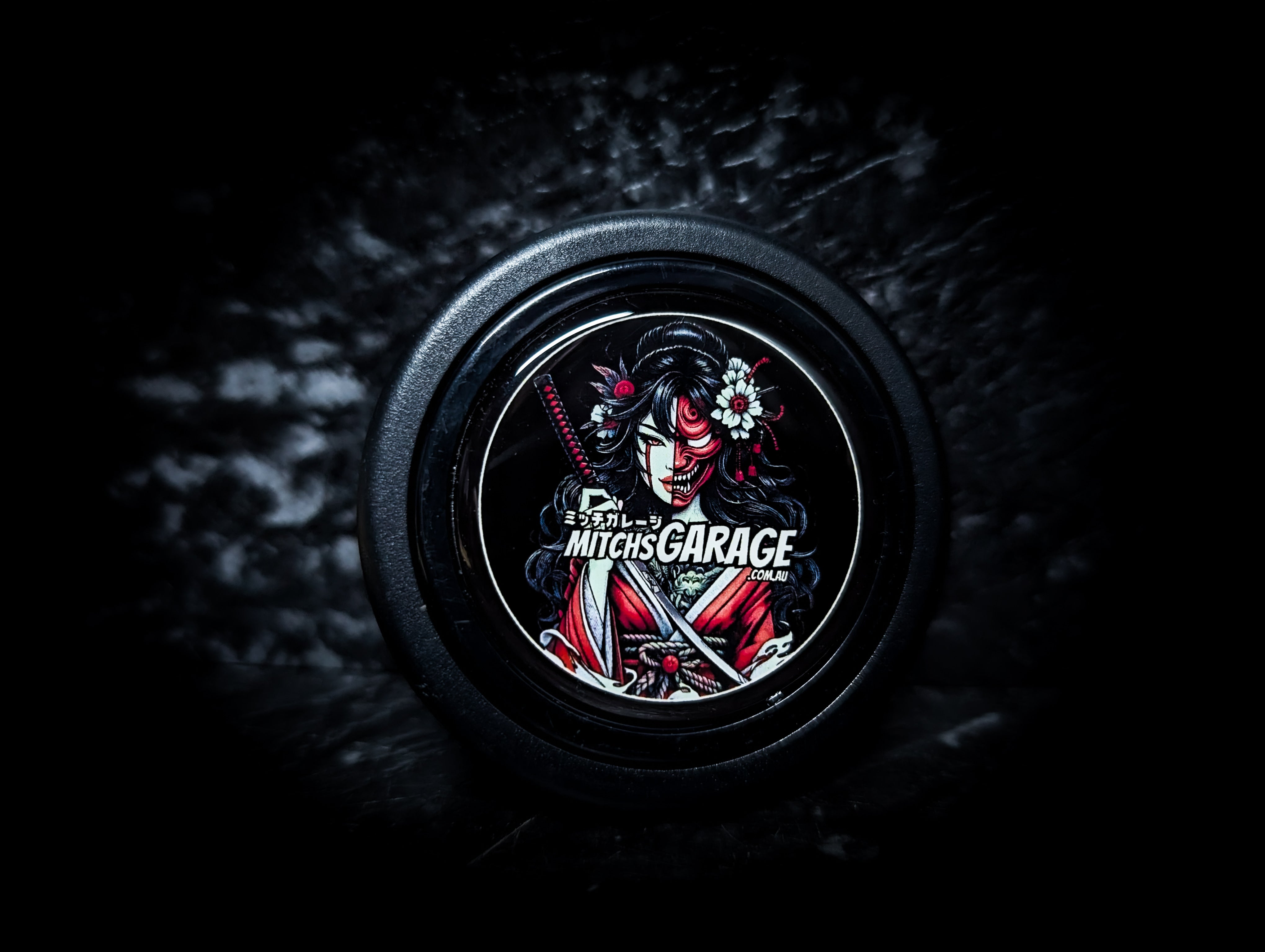 Mitch's Garage Red Geisha Girl Steering Wheel Horn Button