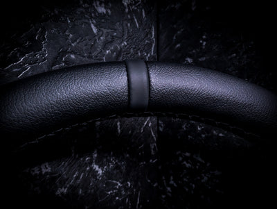 Triple Black D Shape Leather Steering Wheel