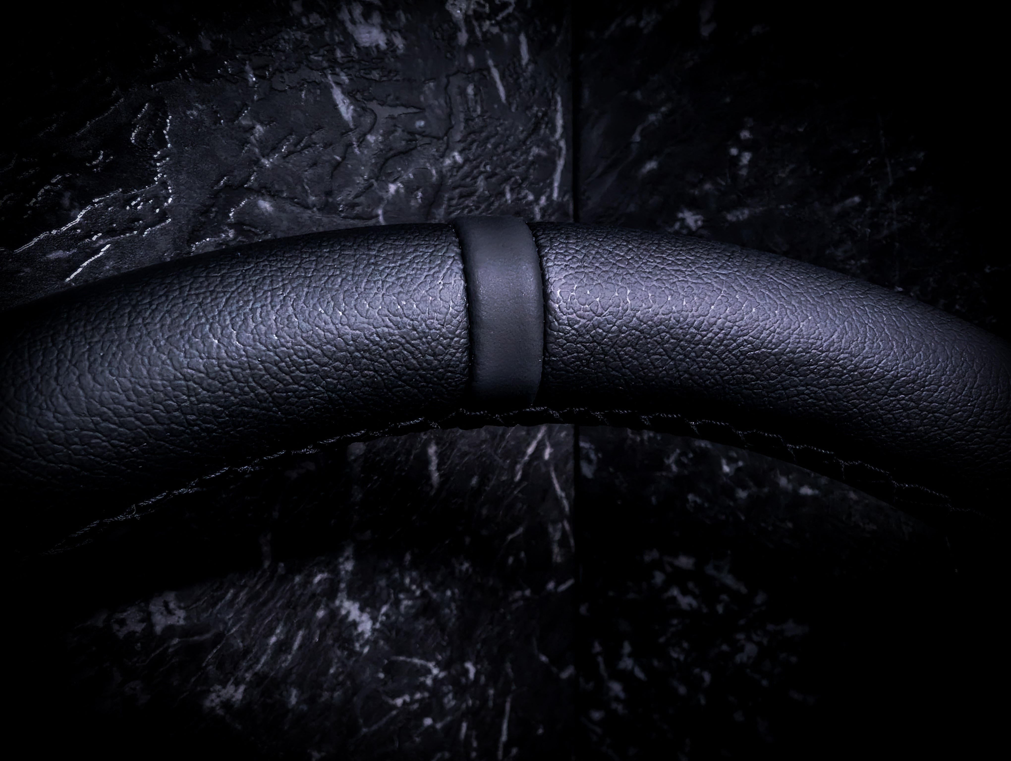 Triple Black D Shape Leather Steering Wheel