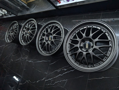18" BBS HINODEX 2 PIECE Gunmetal Metallic Staggared Wheels x 4
