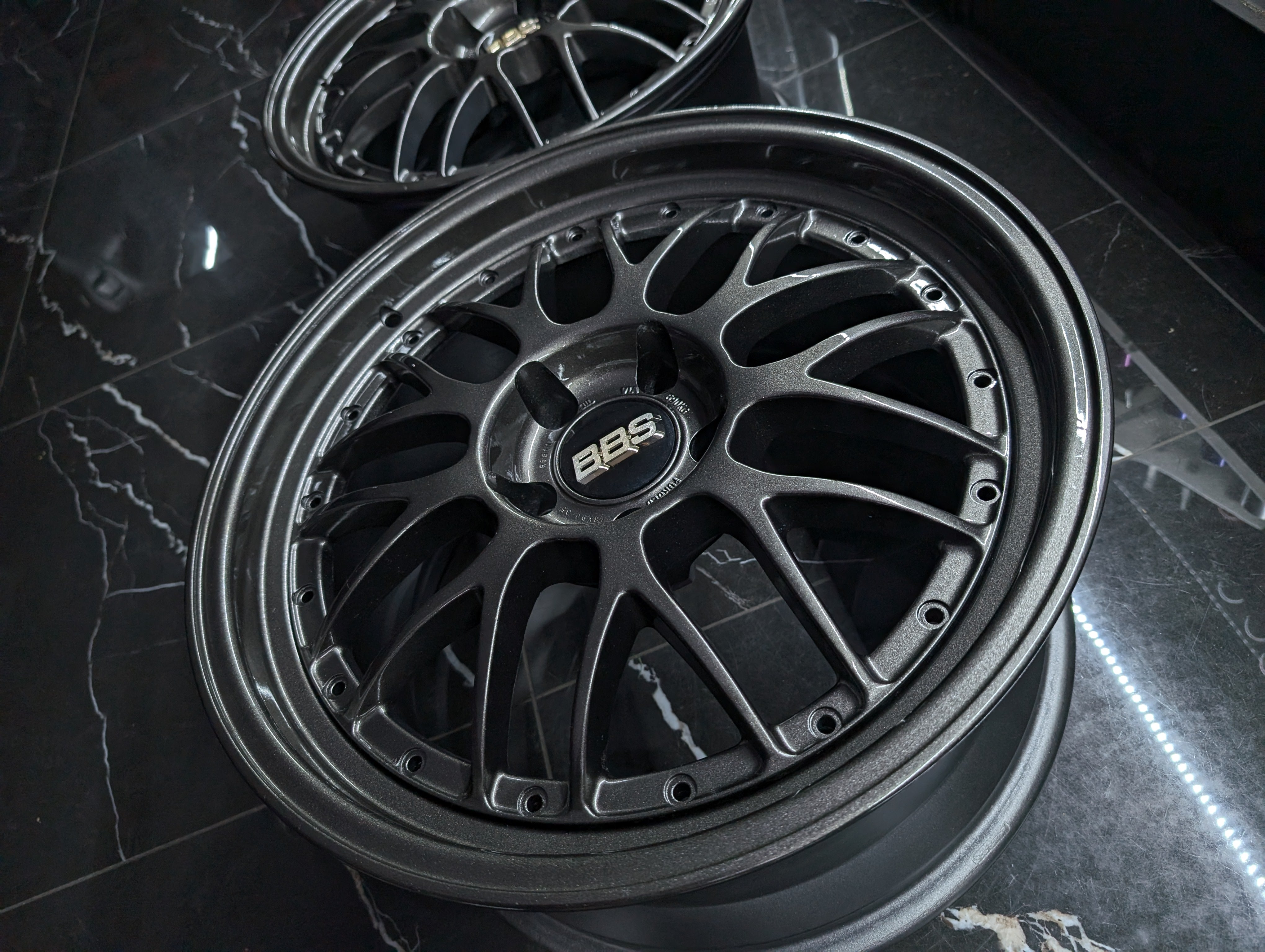 18" BBS HINODEX 2 PIECE Gunmetal Metallic Staggared Wheels x 4