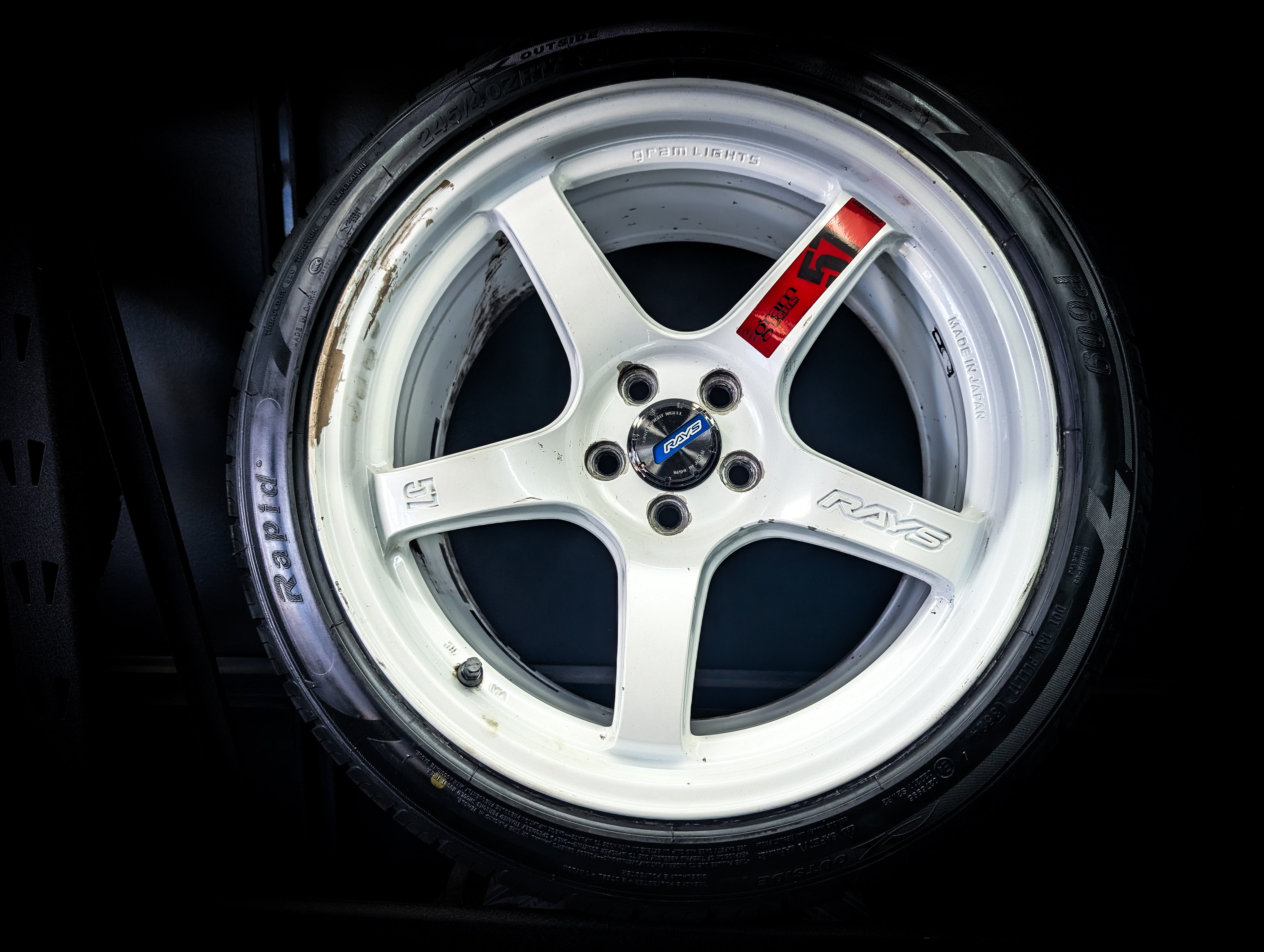 17" Rays Gram Lights 57CR Gloss White Wheels x 4