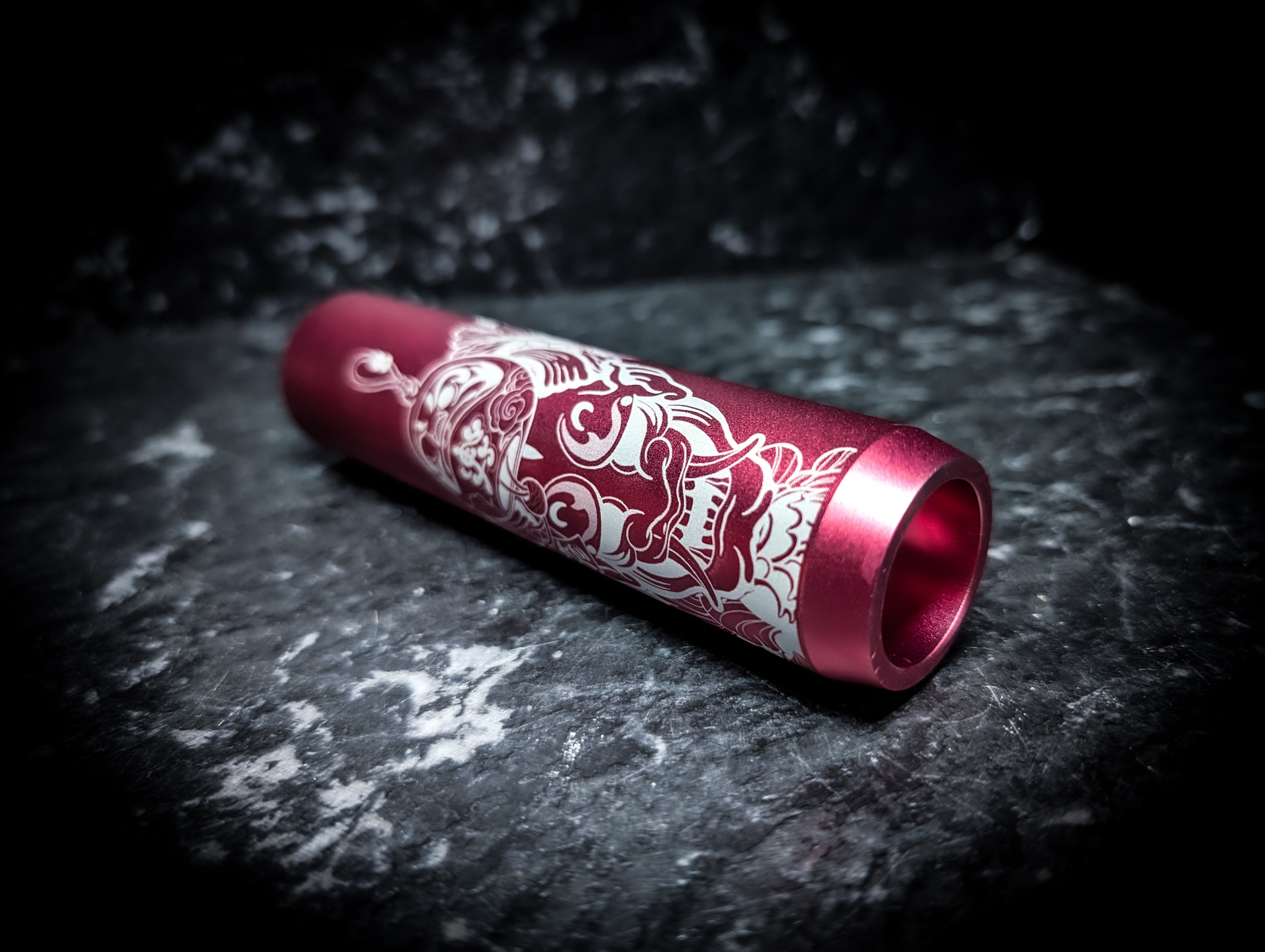 Traditional Japanese Hannya Mask Anodized V2 Weighted Tall Thick Grip Manual Gear Knob