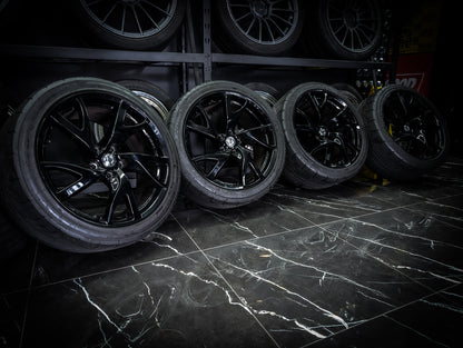 19" NISSAN 370Z RAYS Gloss Black Forged Staggered Concave Wheels x 4