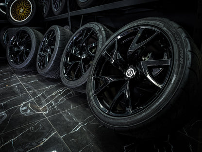 19" NISSAN 370Z RAYS Gloss Black Forged Staggered Concave Wheels x 4