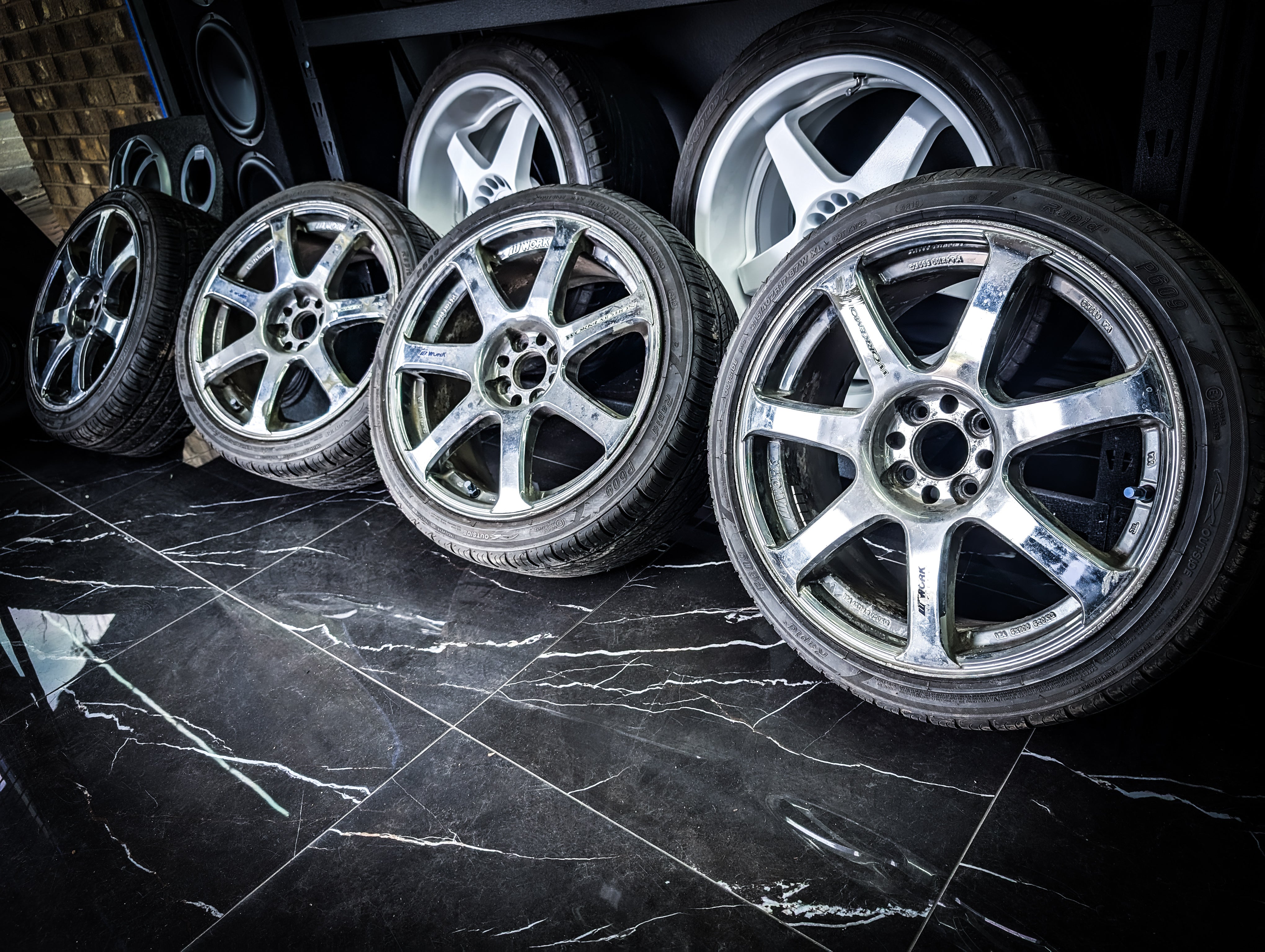 17" WORK Emotion T7R Chrome Wheels x 4