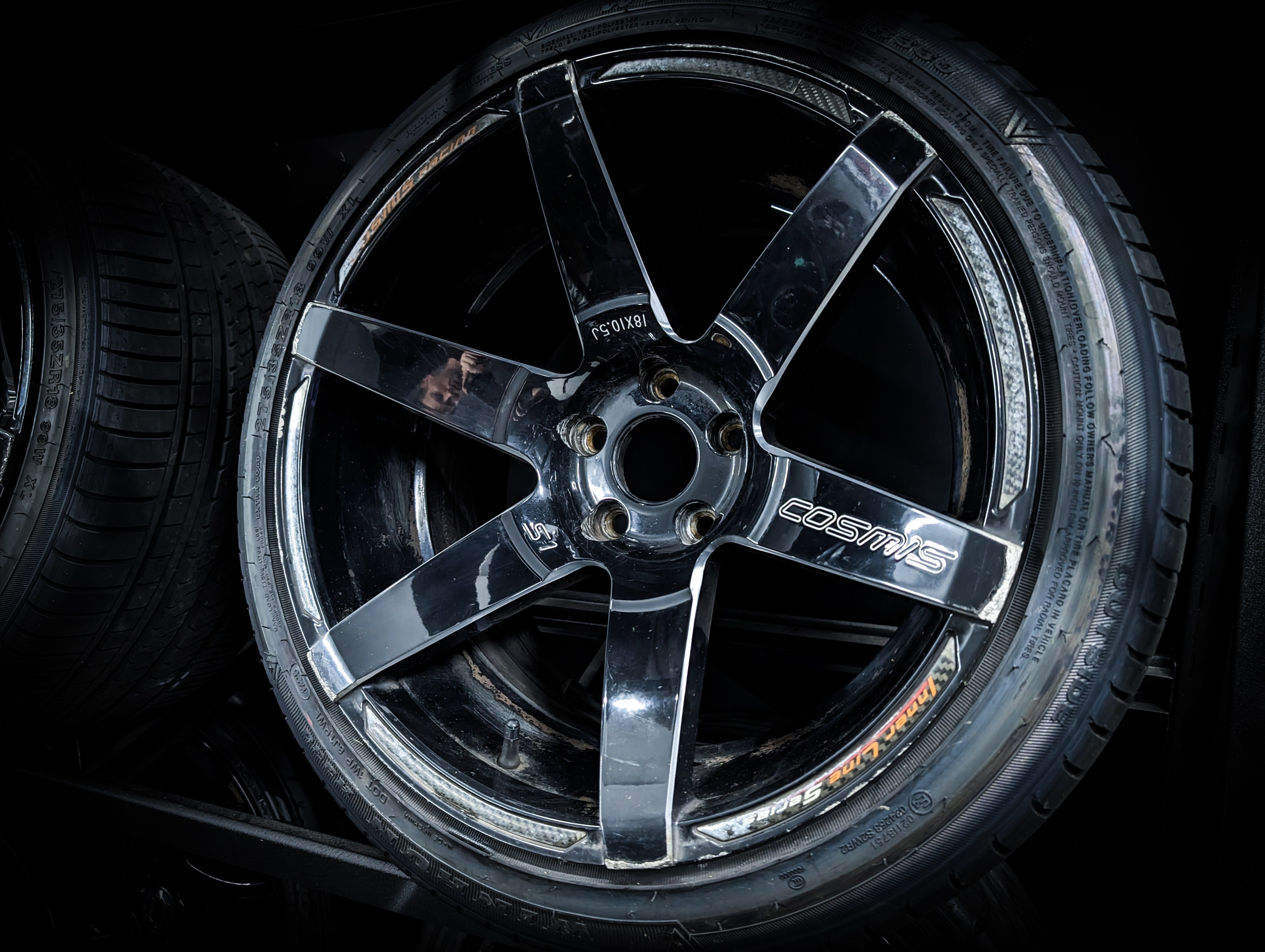 18" COSMIS S1 Super Concave Gloss Black Staggared Wheels x 4