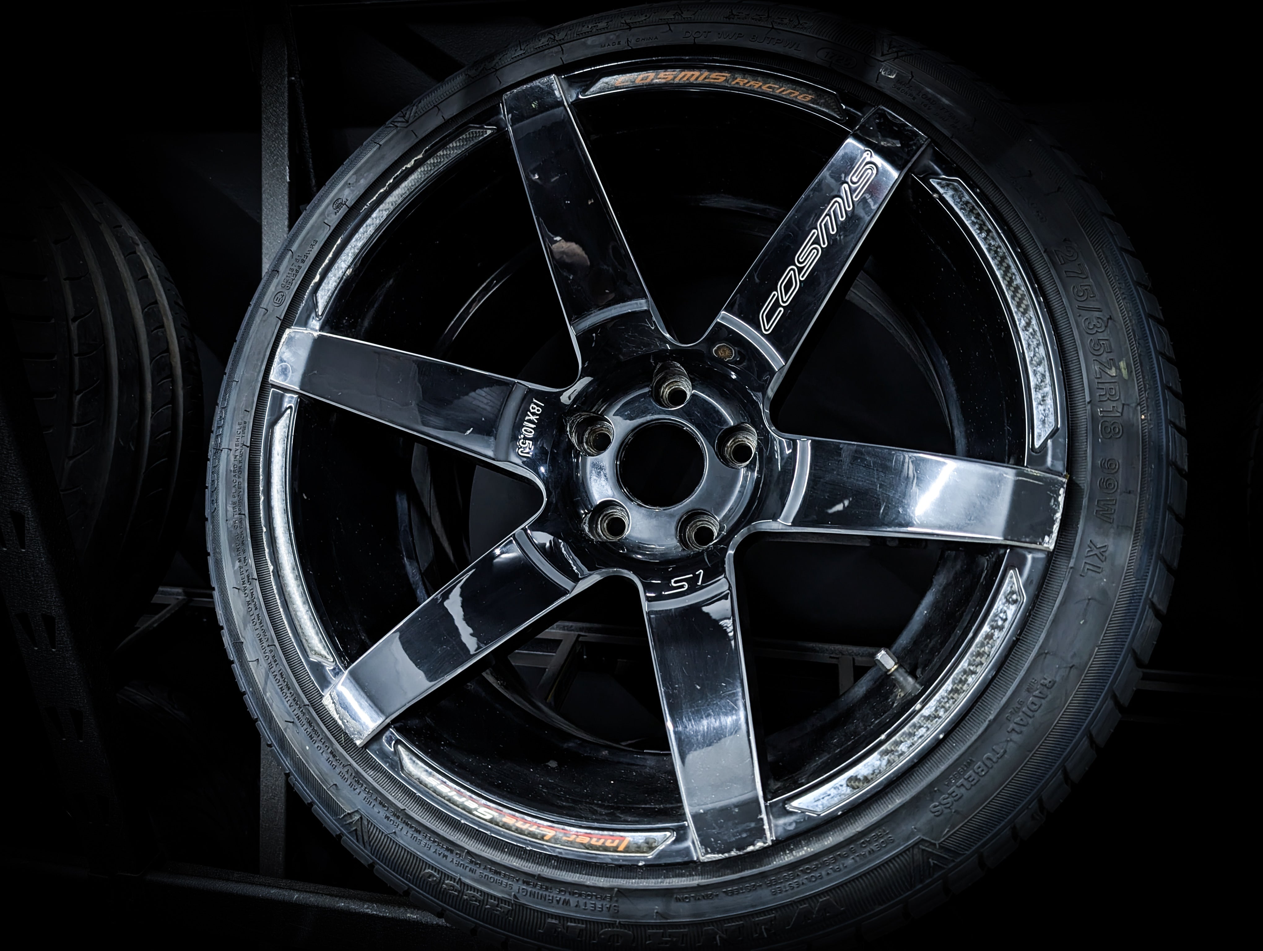 18" COSMIS S1 Super Concave Gloss Black Staggared Wheels x 4