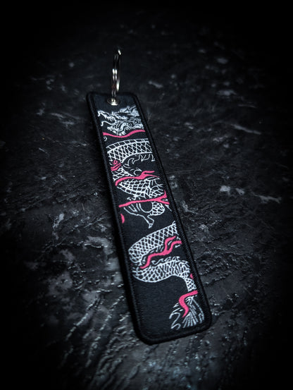 Traditional White and Pink Dragon Keys Tag
