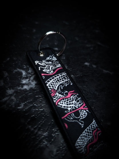 Traditional White and Pink Dragon Keys Tag