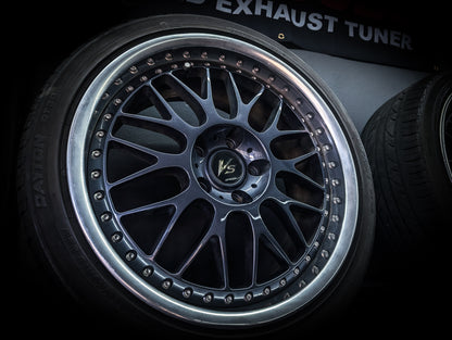 18" WORK VS-XX 3 PIECE Gunmetal Metallic Staggared Wheels x 4