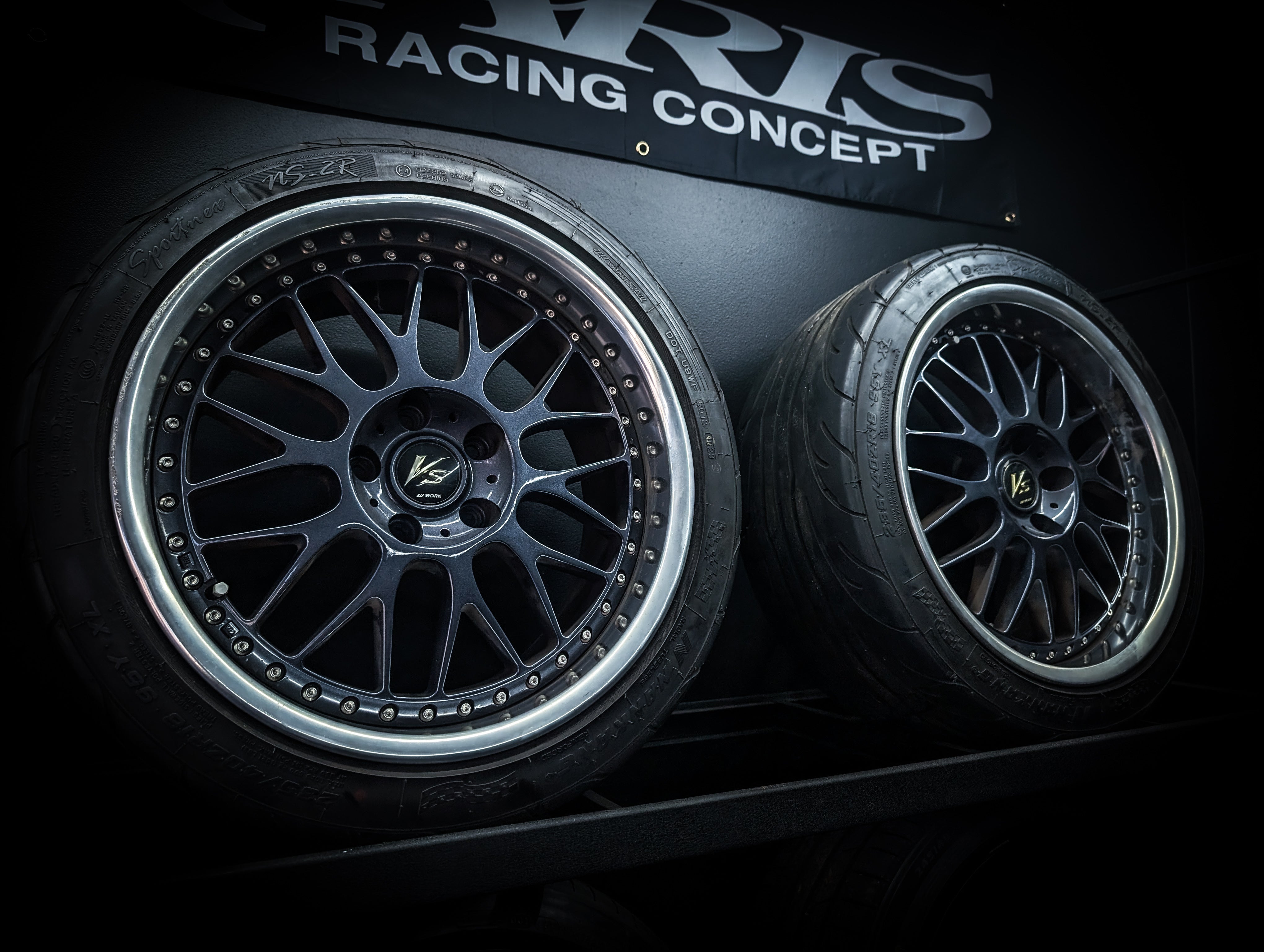 18" WORK VS-XX 3 PIECE Gunmetal Metallic Staggared Wheels x 4