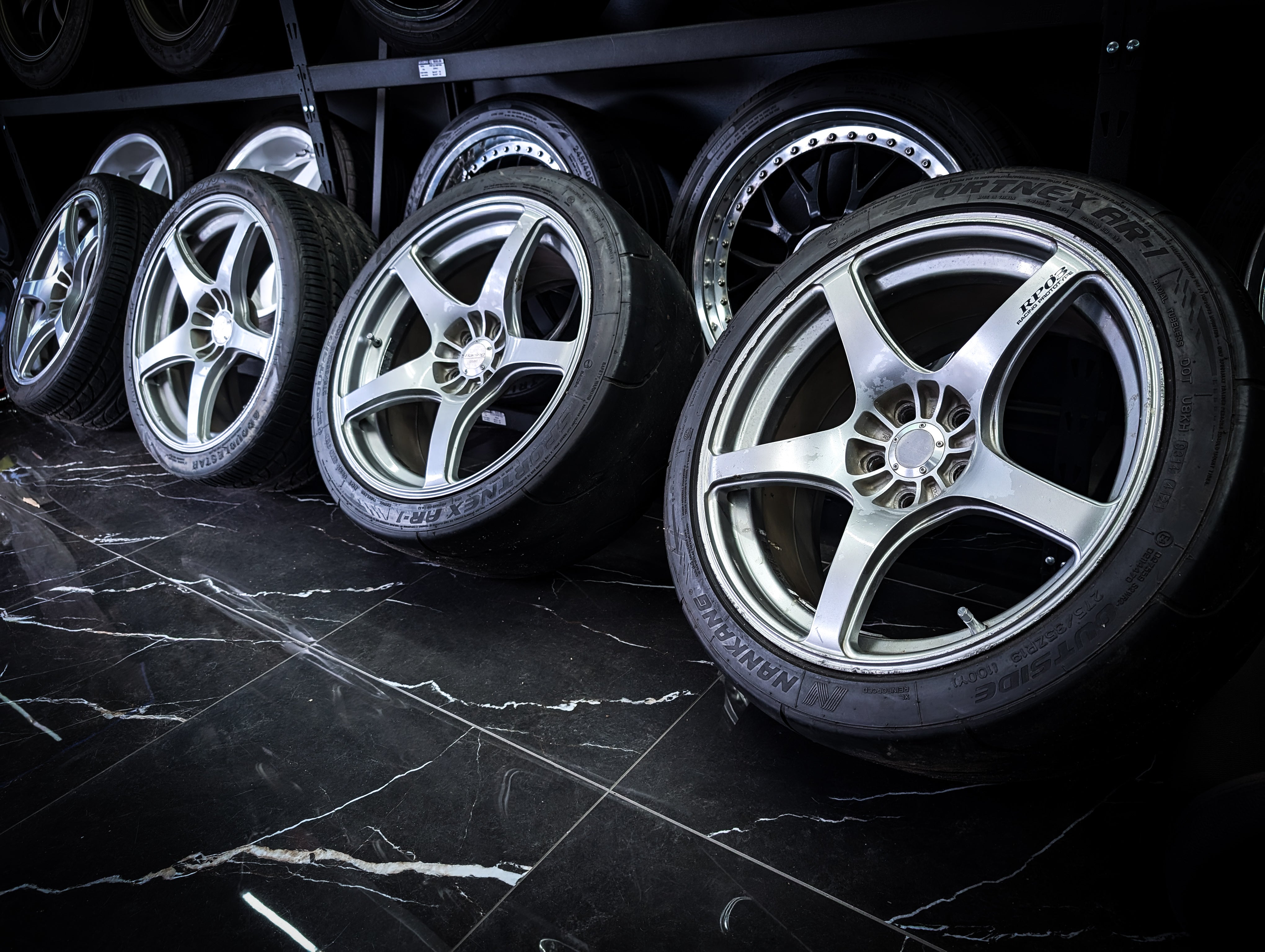 19" ENKEI RP03 Silver Staggared Wheels x 4