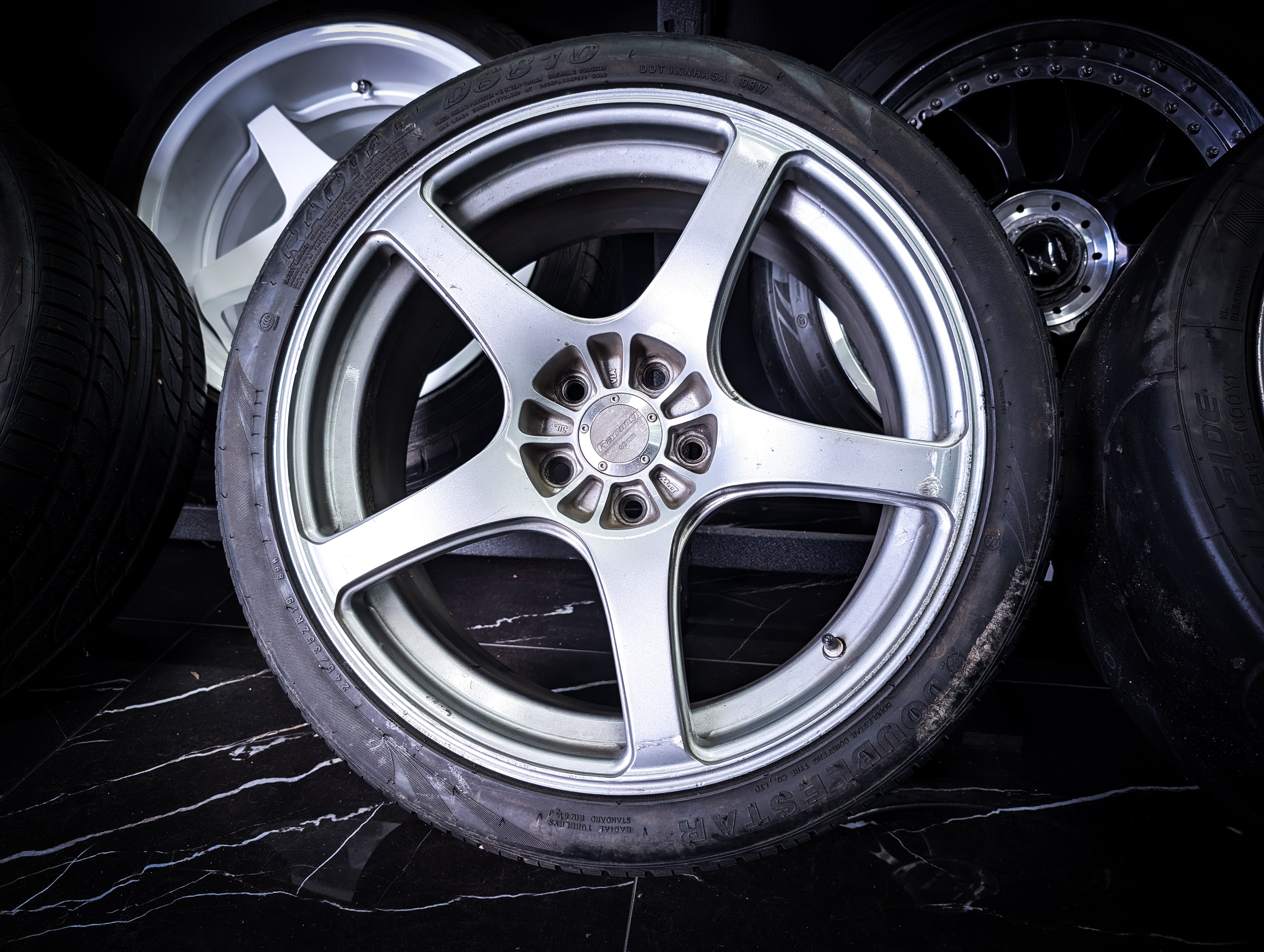 19" ENKEI RP03 Silver Staggared Wheels x 4