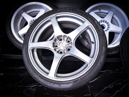 19" ENKEI RP03 Silver Staggared Wheels x 4