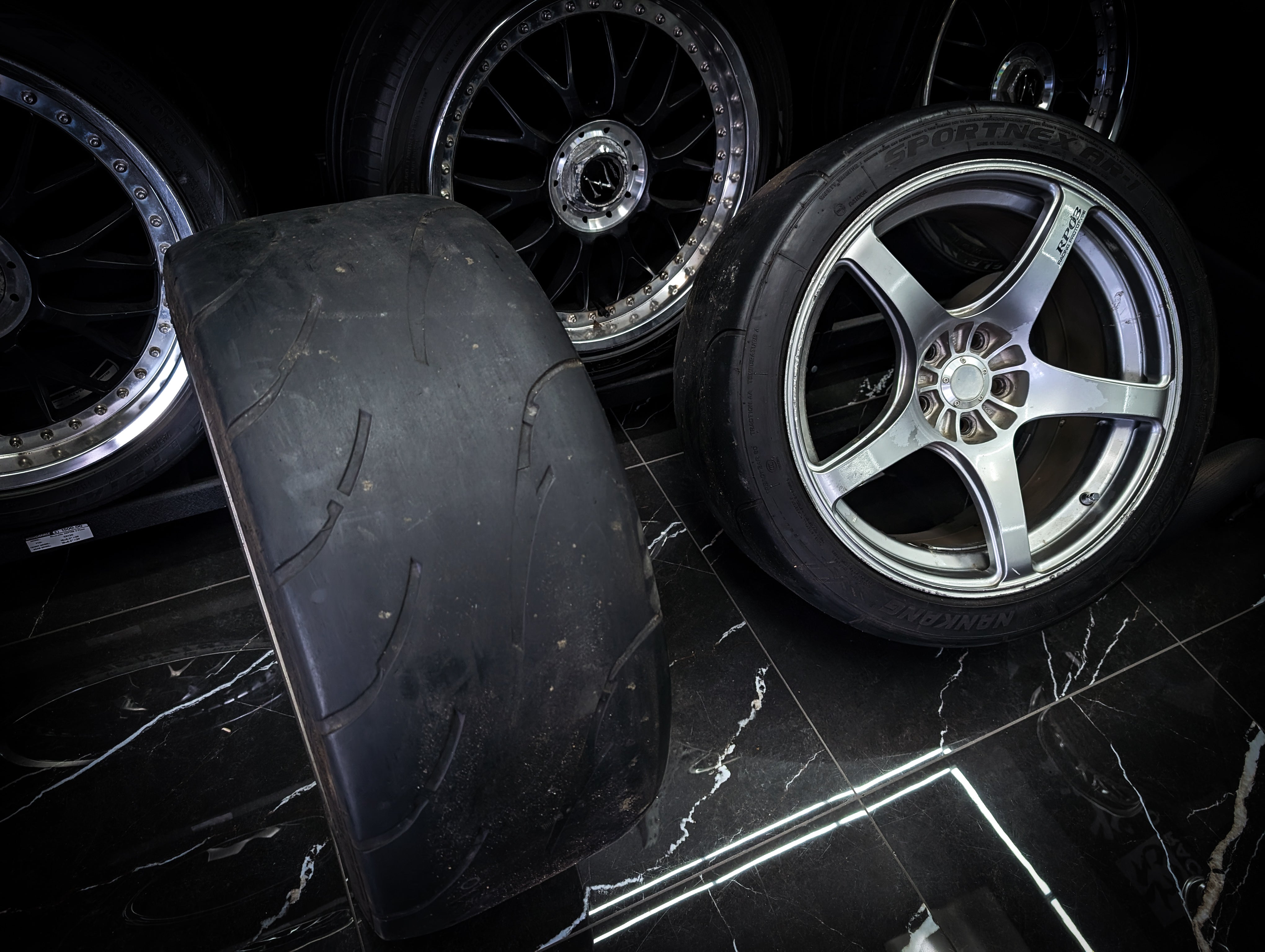 19" ENKEI RP03 Silver Staggared Wheels x 4