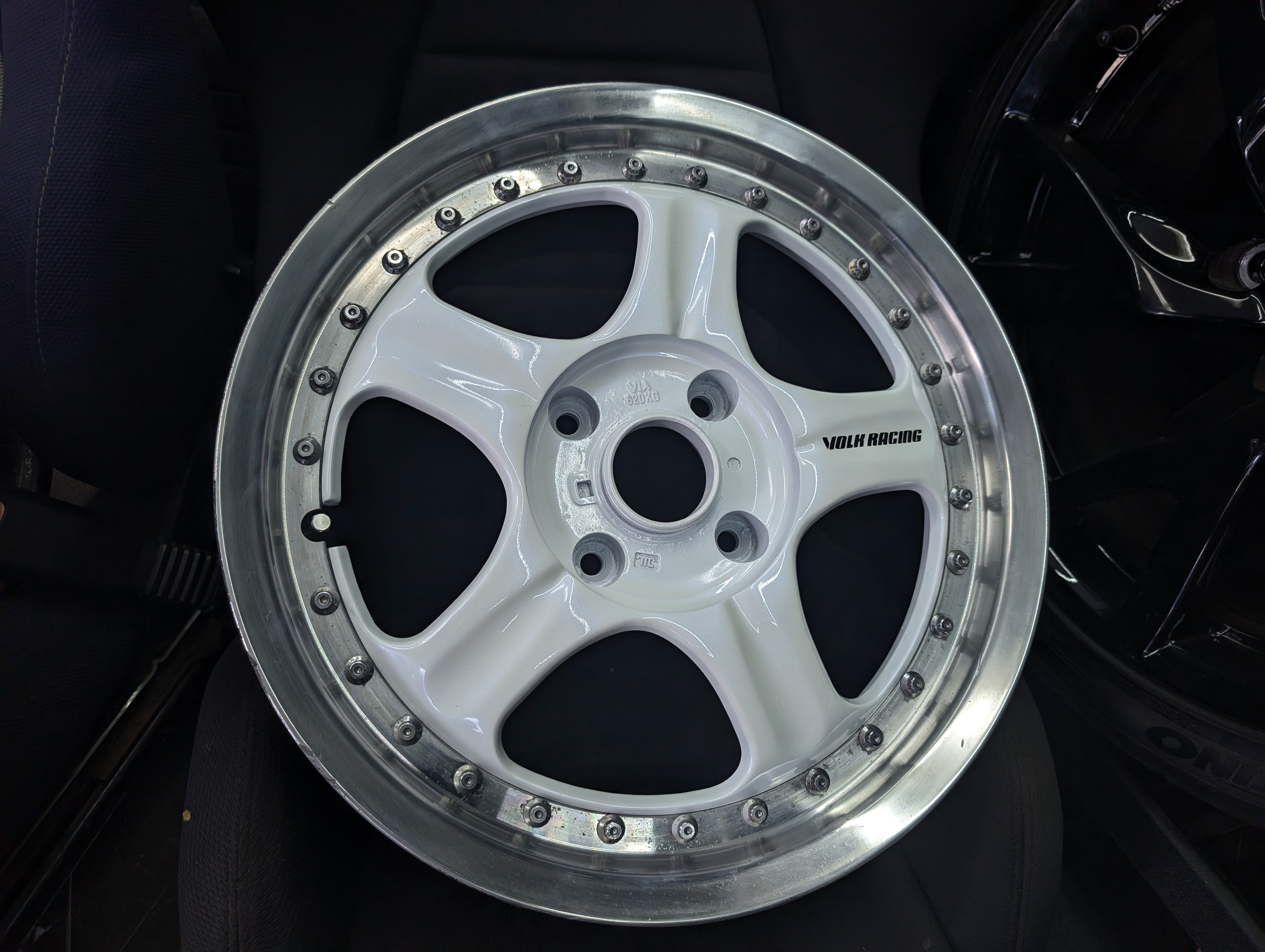 16" VOLK RAYS AV Racing Group 2 Piece Pearl White Staggered Wheels x 4