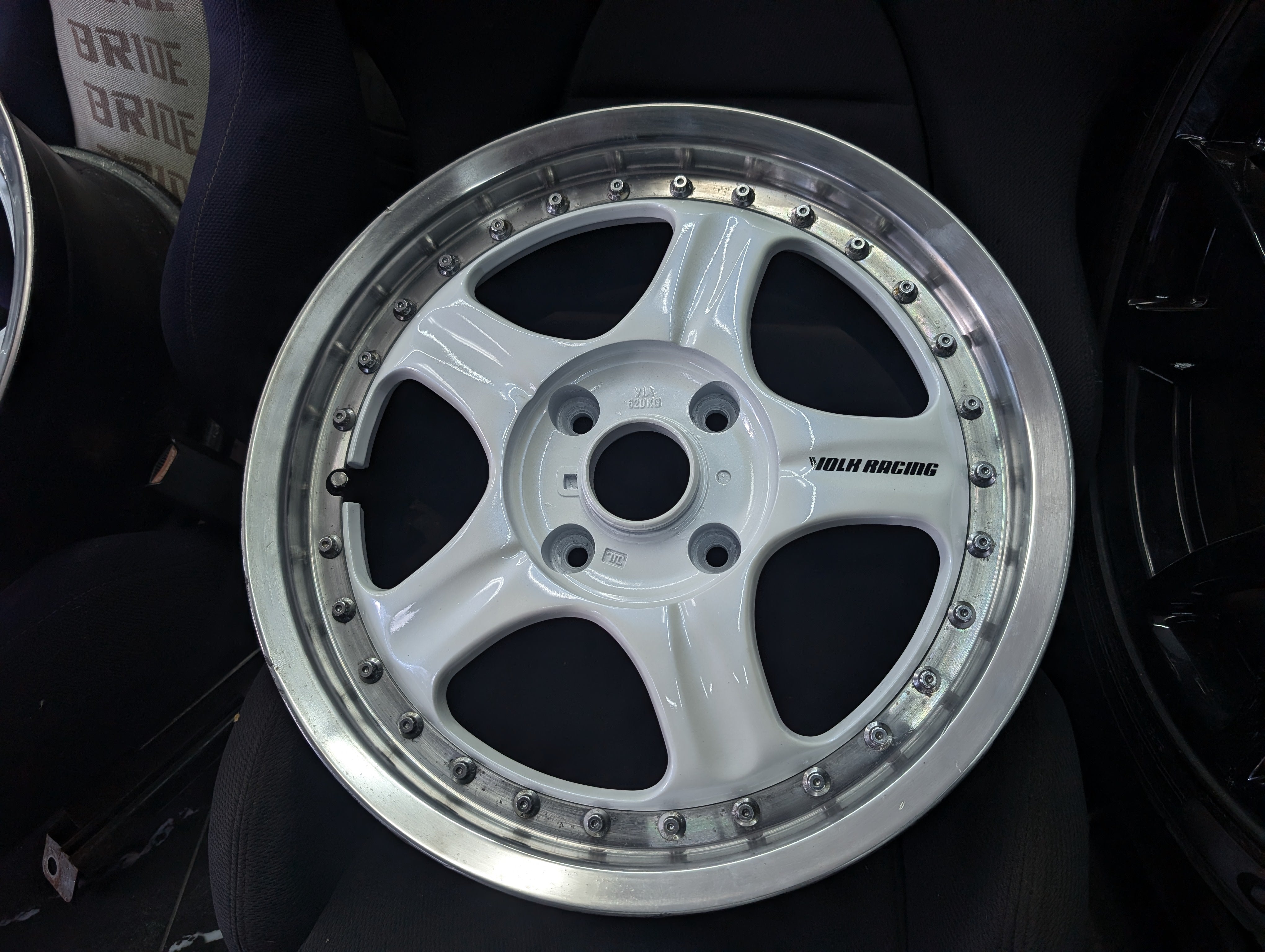 16" VOLK RAYS AV Racing Group 2 Piece Pearl White Staggered Wheels x 4