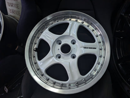 16" VOLK RAYS AV Racing Group 2 Piece Pearl White Staggered Wheels x 4