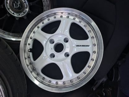 16" VOLK RAYS AV Racing Group 2 Piece Pearl White Staggered Wheels x 4