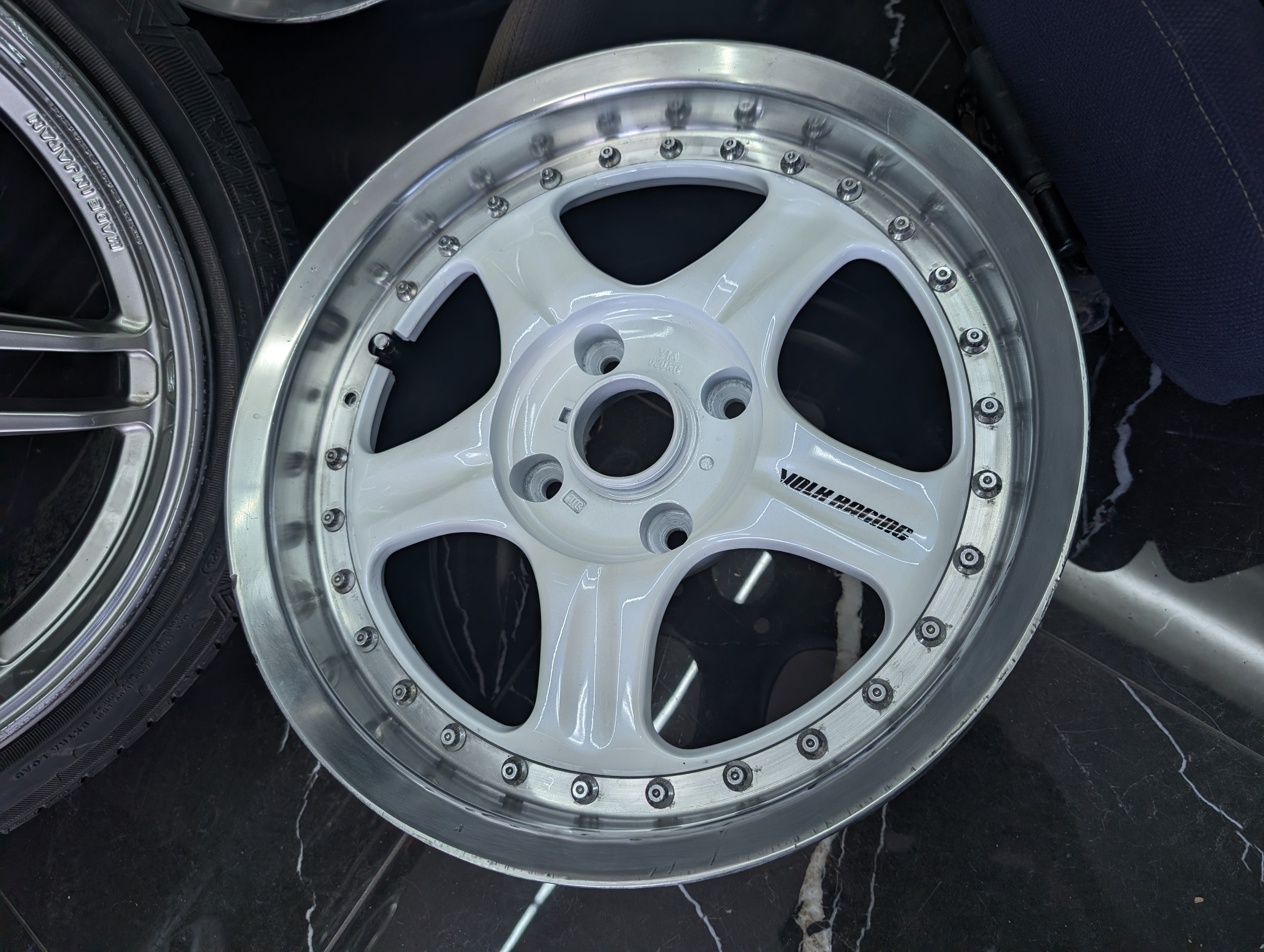 16" VOLK RAYS AV Racing Group 2 Piece Pearl White Staggered Wheels x 4