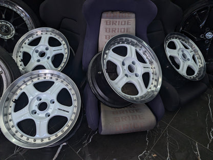 16" VOLK RAYS AV Racing Group 2 Piece Pearl White Staggered Wheels x 4