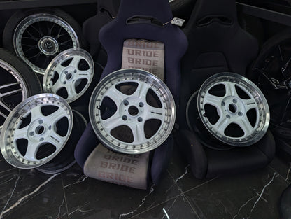 16" VOLK RAYS AV Racing Group 2 Piece Pearl White Staggered Wheels x 4