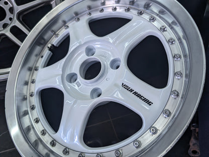 16" VOLK RAYS AV Racing Group 2 Piece Pearl White Staggered Wheels x 4