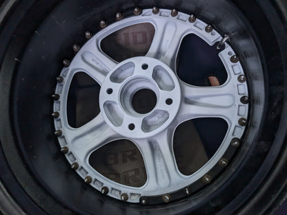 16" VOLK RAYS AV Racing Group 2 Piece Pearl White Staggered Wheels x 4