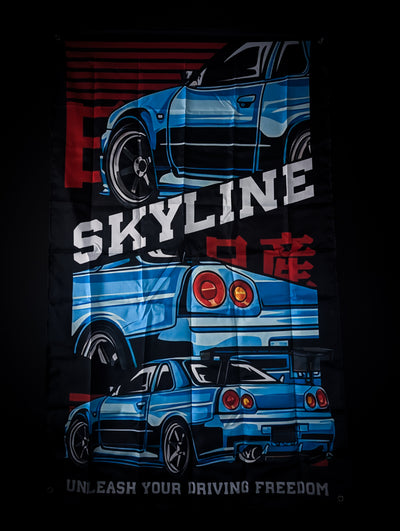 Nissan R34 Skyline Workshop Banner Flag