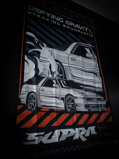 Toyota Supra MK3 JDM HEROES Workshop Banner Flag