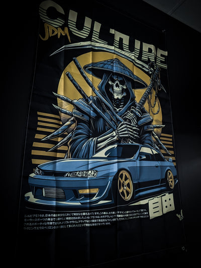 NISSAN S14 SILVIA "JDM Culture" Ghost Undead Samurai Workshop Banner Flag