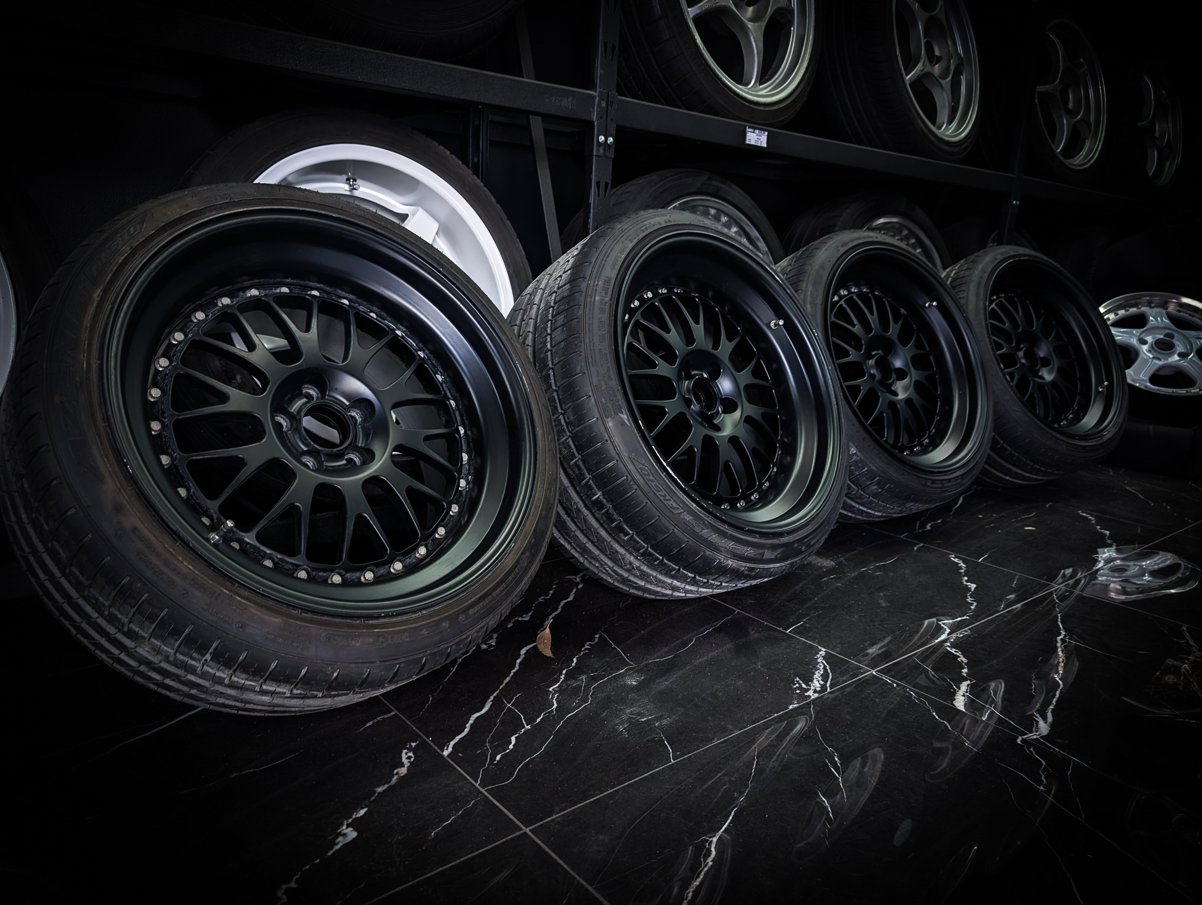 18" CUSTOM 2 Piece Satin Black Mesh Wheels x 4