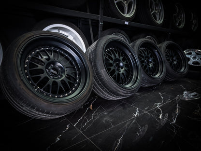 18" CUSTOM 2 Piece Satin Black Mesh Wheels x 4