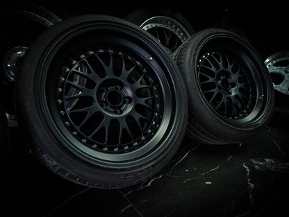 18" CUSTOM 2 Piece Satin Black Mesh Wheels x 4