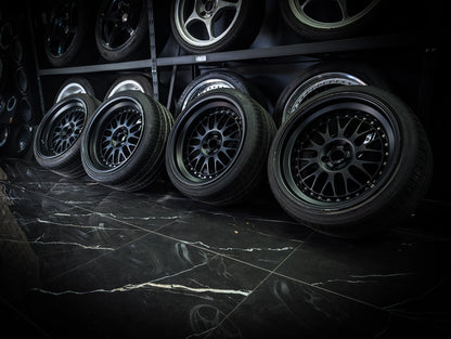 18" CUSTOM 2 Piece Satin Black Mesh Wheels x 4