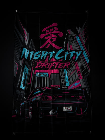 NEW! Nissan 180SX Night City DRIFTER Workshop Banner Flag