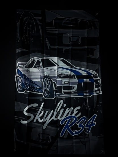 NEW! Nissan R34 Skyline "Paul Walker Edition" Workshop Banner Flag