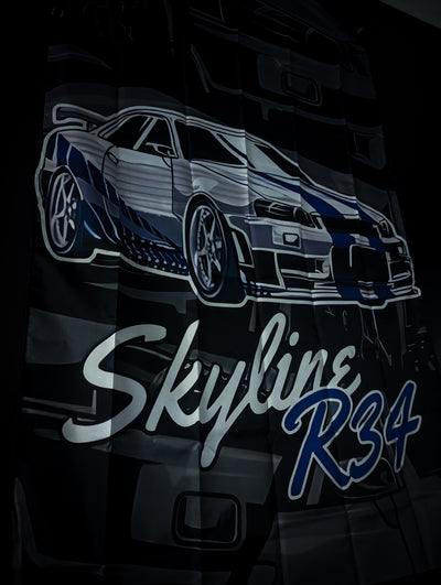 Nissan R34 Skyline "Paul Walker Edition" Workshop Banner Flag