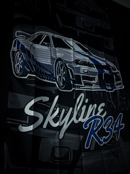NEW! Nissan R34 Skyline "Paul Walker Edition" Workshop Banner Flag