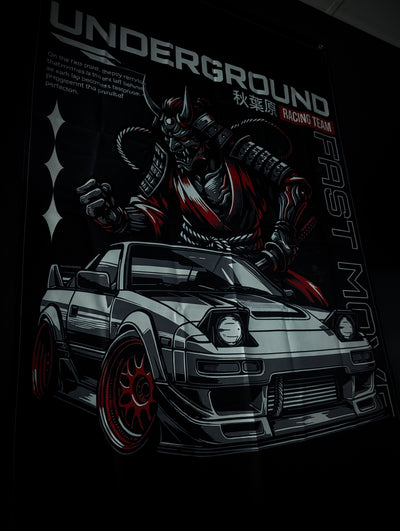 TOYOTA MR2 "UNDERGROUND Racing Team" Samurai Workshop Banner Flag