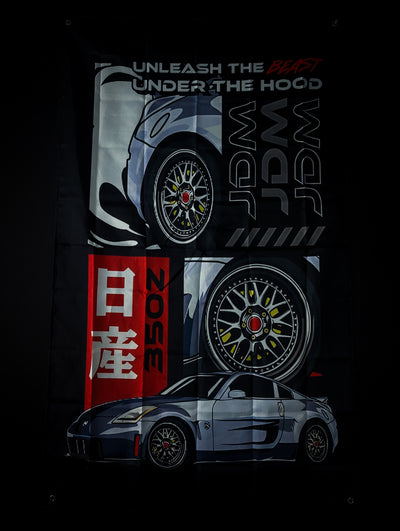 Nissan 350Z "Unleash The Beast" JDM Workshop Banner Flag