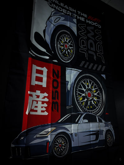 Nissan 350Z "Unleash The Beast" JDM Workshop Banner Flag