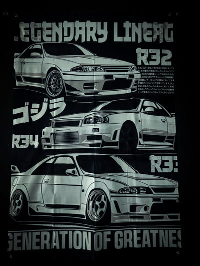LEGENDARY LINEAGE "Generation Of Greatness"Nissan Skylines Workshop Banner Flag