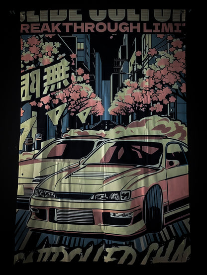 NEW! TOYOTA CHASER MK II Blossom Workshop Banner Flag