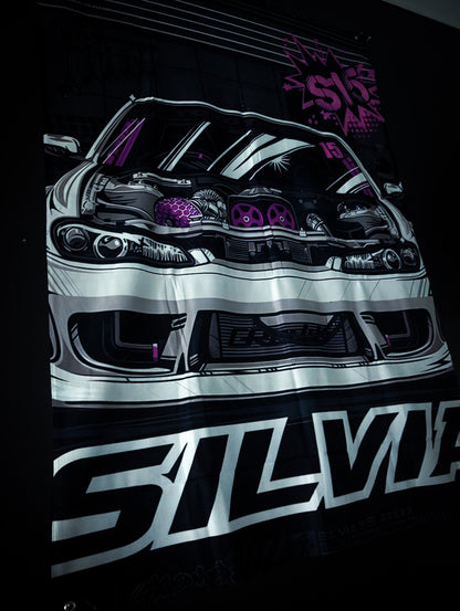 NEW! NISSAN White S15 Silvia Workshop Banner Flag