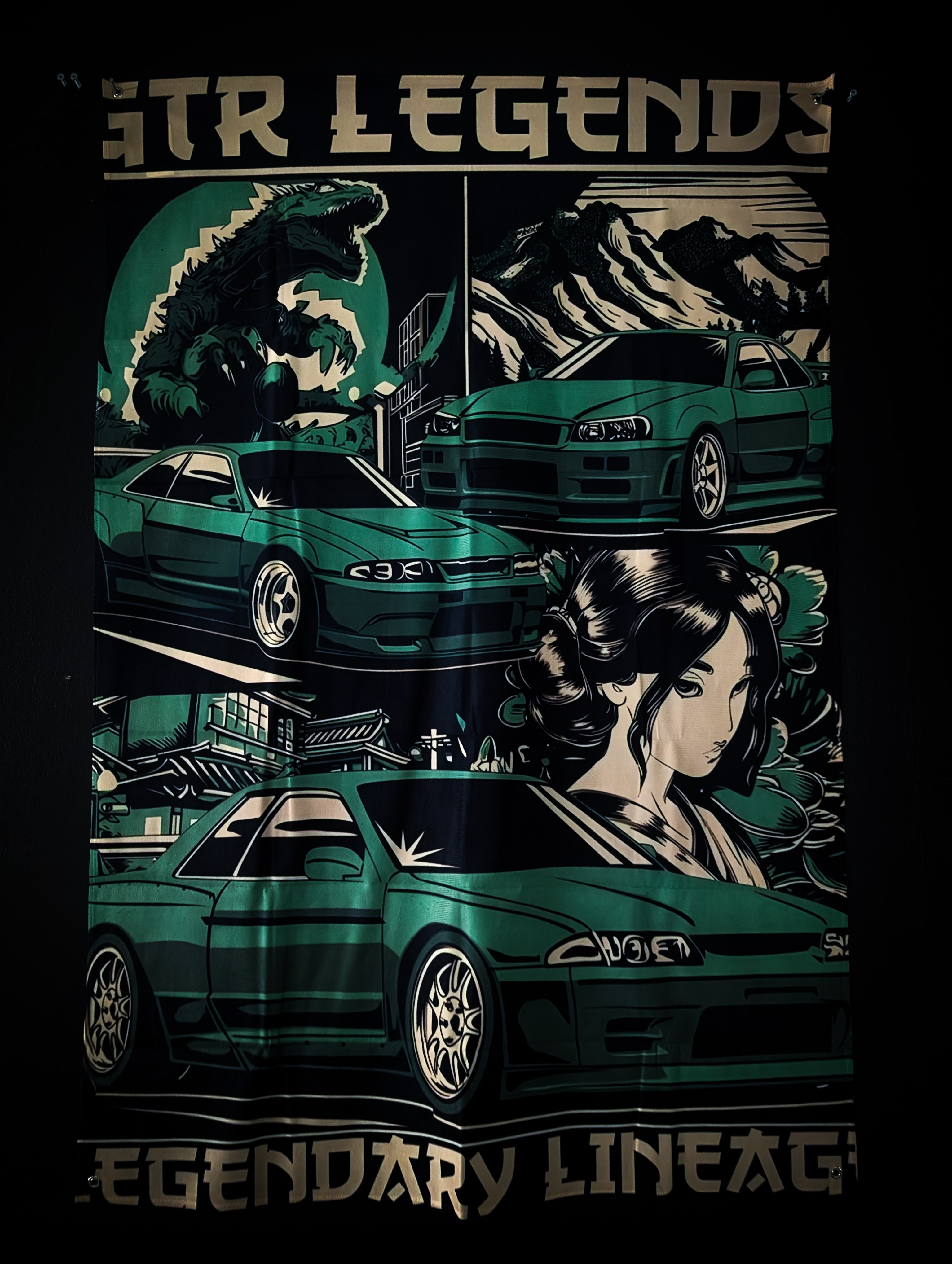 NEW! GODZILLA NISSAN Skyline GTR LEGENDS Workshop Banner Flag