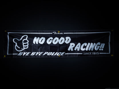 NEW! No Good Racing Bye Bye Police Black and White Workshop Banner Flag