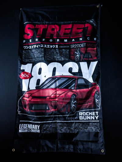 NISSAN RocketBunny 180SX STREET Performance Workshop Banner Flag
