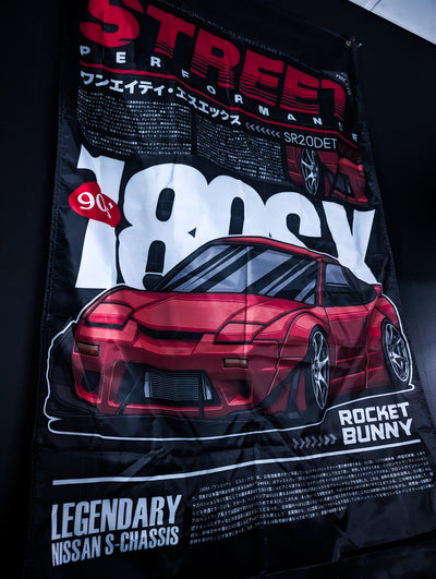 NISSAN RocketBunny 180SX STREET Performance Workshop Banner Flag